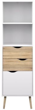 Oslo White and Oak Effect Narrow Bookcase