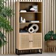 Padstow Bookcase - Oak and Rattan