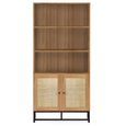 Padstow Bookcase - Oak and Rattan