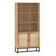 Padstow Bookcase - Oak and Rattan