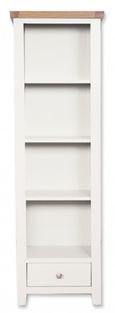 Perth White and Wood Narrow Bookcase