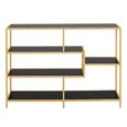 Seaford Shelving Unit - Open - Black Melamine and Gold Metal