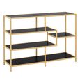 Seaford Shelving Unit - Open - Black Melamine and Gold Metal