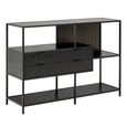 Seaford Shelving Unit - 2 Drawer - Black Melamine and Metal