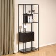 Seaford Shelving Unit - 2 Drawer - Tall - Black Melamine and Metal