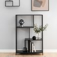 Seaford Bookshelf - Open - Black Melamine and Metal