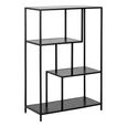 Seaford Bookshelf - Open - Black Melamine and Metal