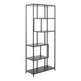 Seaford Tall Bookshelf - Black Melamine and Metal