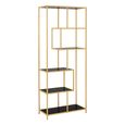 Seaford Bookshelf - Tall Open - Black and Gold Metal