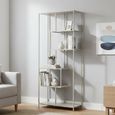Seaford Tall Bookshelf - Grey Melamine and Metal