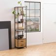 Seaford Display Cabinet - 2 Door - Oak and Black Metal