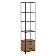 Seaford Display Cabinet - 2 Door - Oak and Black Metal