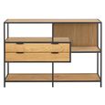 Seaford Shelving Unit - 2 Drawer - Oak and Black Metal
