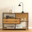 Seaford Shelving Unit - 2 Drawer - Oak and Black Metal