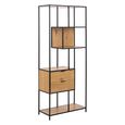 Seaford Shelving Unit - 2 Drawer - Tall - Oak and Black Metal