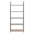 Seaford Ladder Bookcase - Oak and Black Metal