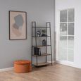Seaford Ladder Bookcase - Oak and Black Metal