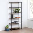 Seaford Bookcase - Open - Oak and Black Metal