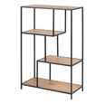 Seaford Bookshelf - Open - Oak and Black Metal