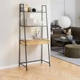Seaford Bookshelf - Open - Oak and Black Metal - with Drawer