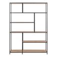 Seaford Shelving Unit - Wide Open - Oak and Black Metal