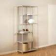 Seaford Shelving Unit - Tall - Slatted - Grey Melamine and Metal