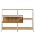 Seaford Shelving Unit - Low - Slatted - Oak and Grey Metal