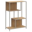 Seaford Shelving Unit - Low - Slatted - Oak and Grey Metal