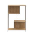 Seaford Shelving Unit - Slatted - Oak and Grey Metal