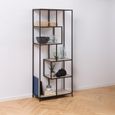 Seaford Bookshelf - Tall Open - Sonoma Oak and Black Metal