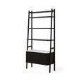 Soho Black Bookcase - 2 Door - Slatted - White Marble Top