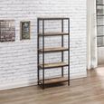 Urban Industrial Style Tall Bookcase - Rustic Wood