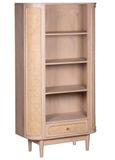 Vance Curved Natural Rattan and Mango Wood Bookcase