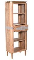William Acacia Ribbed with Gold Trim Slim Open Bookcase