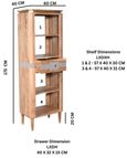 William Acacia Ribbed with Gold Trim Slim Open Bookcase