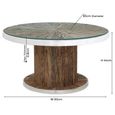 Clearance - Railway Sleeper Coffee Table with Glass Top, Round Column Base, Made from Reclaimed Wood and Steel Trim - Brand New Item