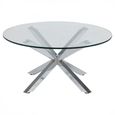 Heaven Round Dining Table - 4 Seater - Round - Glass and Chrome - with Star Legs