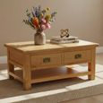 Salisbury Premium Coffee Table - 2 Drawer - with Shelf - Oak