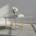 Marmora Coffee Table - Oval - Grey Marble & Gold