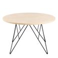 Prunus Coffee Table - Round - Beige Travertine Effect - with Black Hairpin Legs