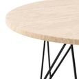 Prunus Coffee Table - Round - Beige Travertine Effect - with Black Hairpin Legs