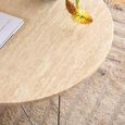 Prunus Coffee Table - Round - Beige Travertine Effect - with Chrome Hairpin Legs