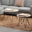 Prunus Coffee Table - Round - Brown Marble - with Black Hairpin Legs