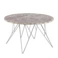 Prunus Coffee Table - Round - Brown Marble - with Chrome Hairpin Legs