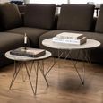 Prunus Coffee Table - Round - Brown Marble - with Chrome Hairpin Legs