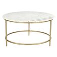 Buxton Coffee Table - Round - White Marble and Gold