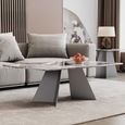 Taurus Beige Marble Coffee Table with Dark Grey Base