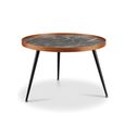 Siena Round Coffee Table - Walnut and Black Marble - JF328