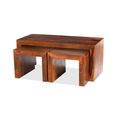 Cube Sheesham Nest of 3 Coffee Tables