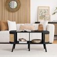 Noah Coffee Table - 110cm - Black and Rattan